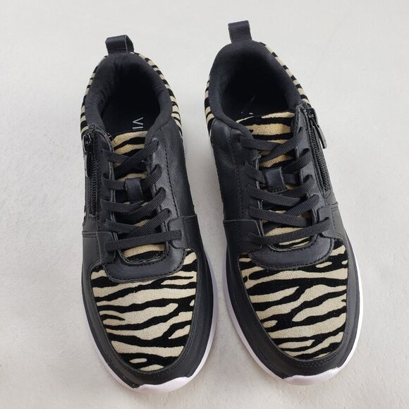 Vionic Remi Tiger Print Lace Up Shoe Womens 6 Black Casual Side Zip Sneaker NEW - Picture 1 of 11